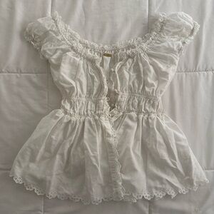 Cult Gaia White Lace-Trimmed Camisole